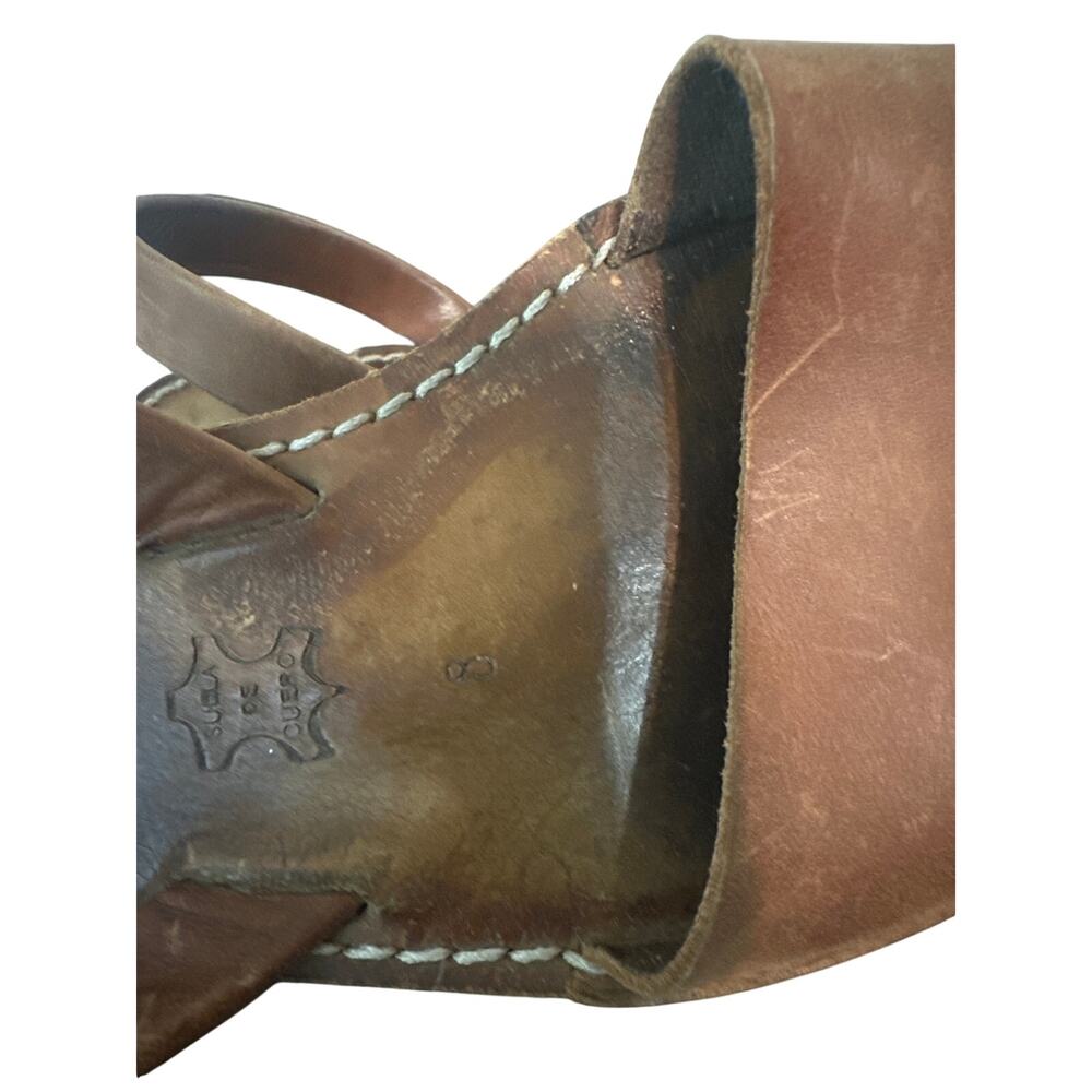 Pons Menorca Sandals Dark Camel Size US 8 Avarca Leather Made In Spain Classic m - Picture 4 of 5